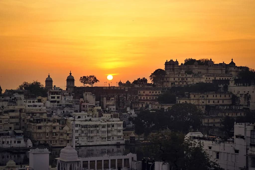 Udaipur skyline at sunset